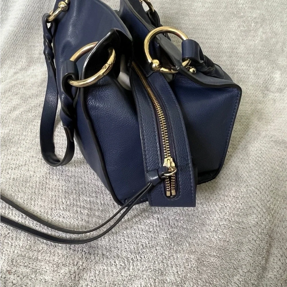 Rebecca minkoff navy and gold leather purse with tassel zipper - Picture 7 of 12